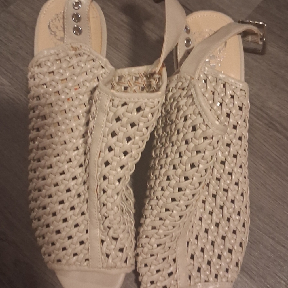 Vince Camuto Cream Woven Mules